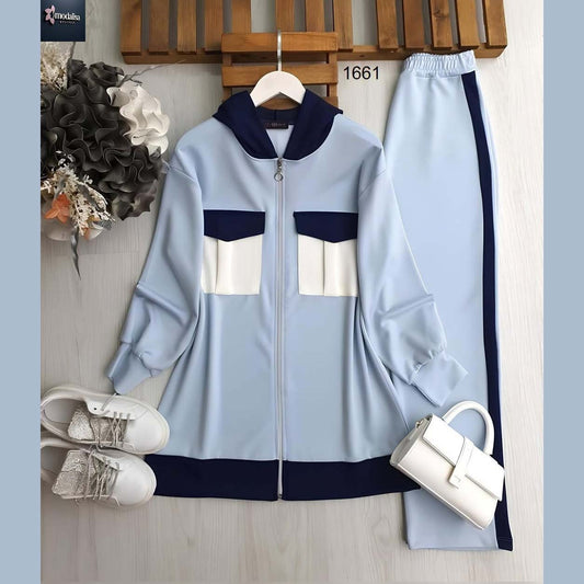 Front Cargo Pocket's Style Premium Quality Winter 2-Pcs Tracksuit For Her. WWTS-37