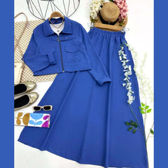 Belt Shirt & Skirt Style 2-Pcs Winter Co-Ord Set. WWTS-23