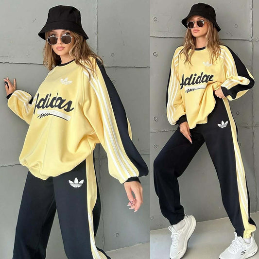 ADI Baggy Sweat Style Printed Premium Quality Winter 2-Pcs Tracksuit For Her. WWTS-30