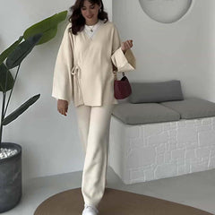 Overlap Gown Style 3-Pcs Winter Co-Ord Set. WWTS-24