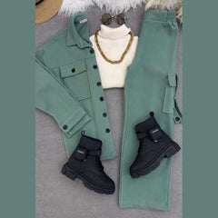 Cargo Style Premium Quality Winter 3-Pcs Co-Ord Set For Her. WWTS-32