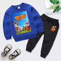 Kids Motu Patlu Printed Sweat-Shirt Style 2-Pcs Winter Track-Suit.