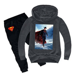 Kids Printed Super Man Hoodie Style 2-Pcs Winter Track-Suit.