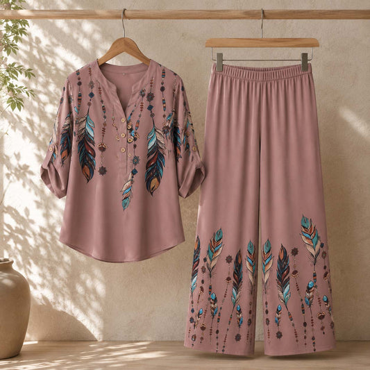 Binara Printed Western Shirt Style 2-Pcs Stiched Co-Ord Set. PCS-22