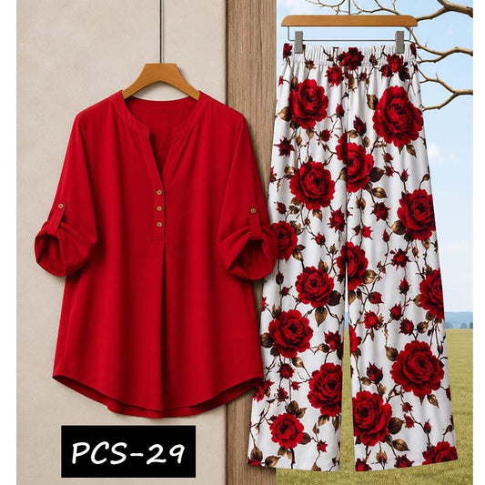 Binara Printed Western Shirt Style 2-Pcs Stiched Co-Ord Set. PCS-29