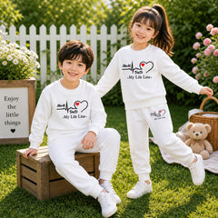 White MD Life-Line Kids Sweat Style 2-Pcs Summer Suit. (FTS+TR)