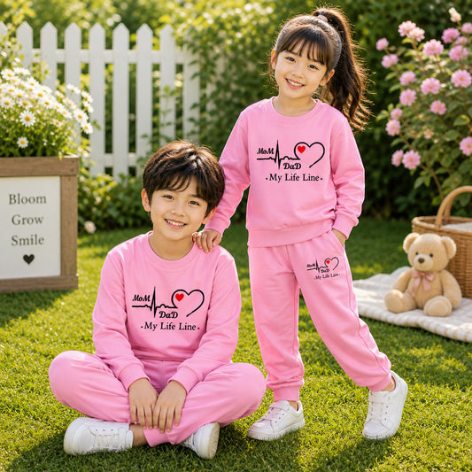 Pink MD Life-Line Kids Sweat Style 2-Pcs Summer Suit. (FTS+TR)