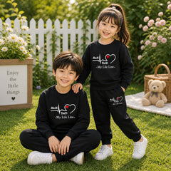 Black MD Life-Line Kids Sweat Style 2-Pcs Summer Suit. (FTS+TR)