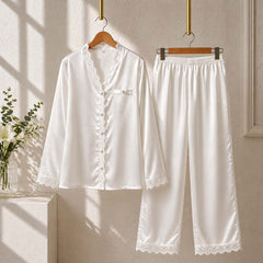 Imported Lace Style 2-Pcs Silk Nightsuit. D-7