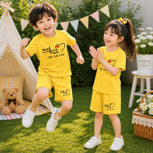 Yellow MD Life-Line Kids Pintex Style 2-Pcs Summer Suit. (HTS+SH)