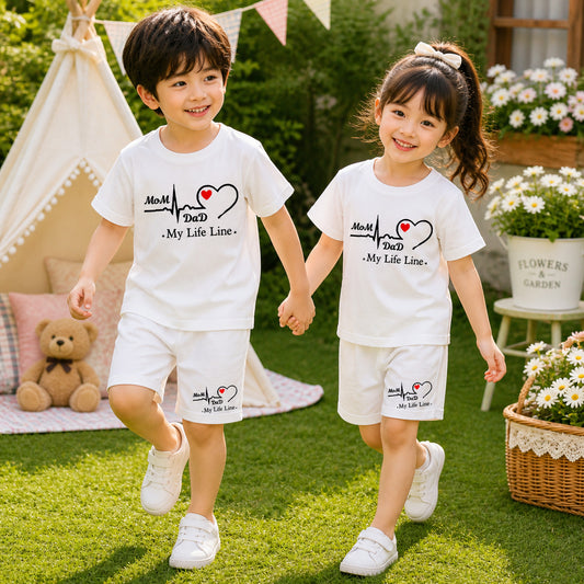 White MD Life-Line Kids Pintex Style 2-Pcs Summer Suit. (HTS+SH)