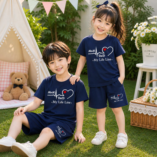Blue MD Life-Line Kids Pintex Style 2-Pcs Summer Suit. (HTS+SH)
