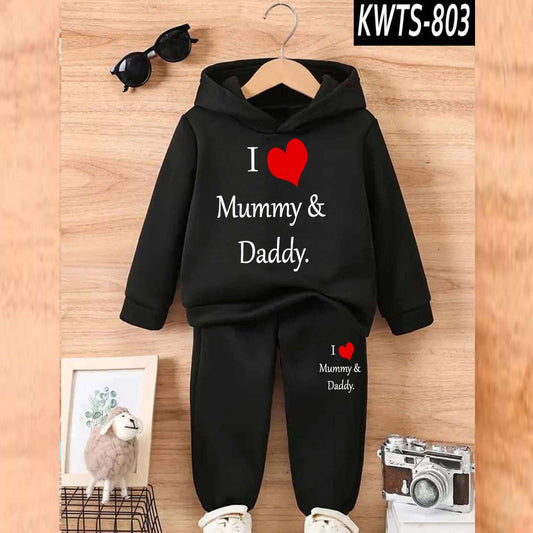 I love Mummy and Daddy Kids Hoodie Style 2-Pcs Winter Track-Suit. KWTS-803