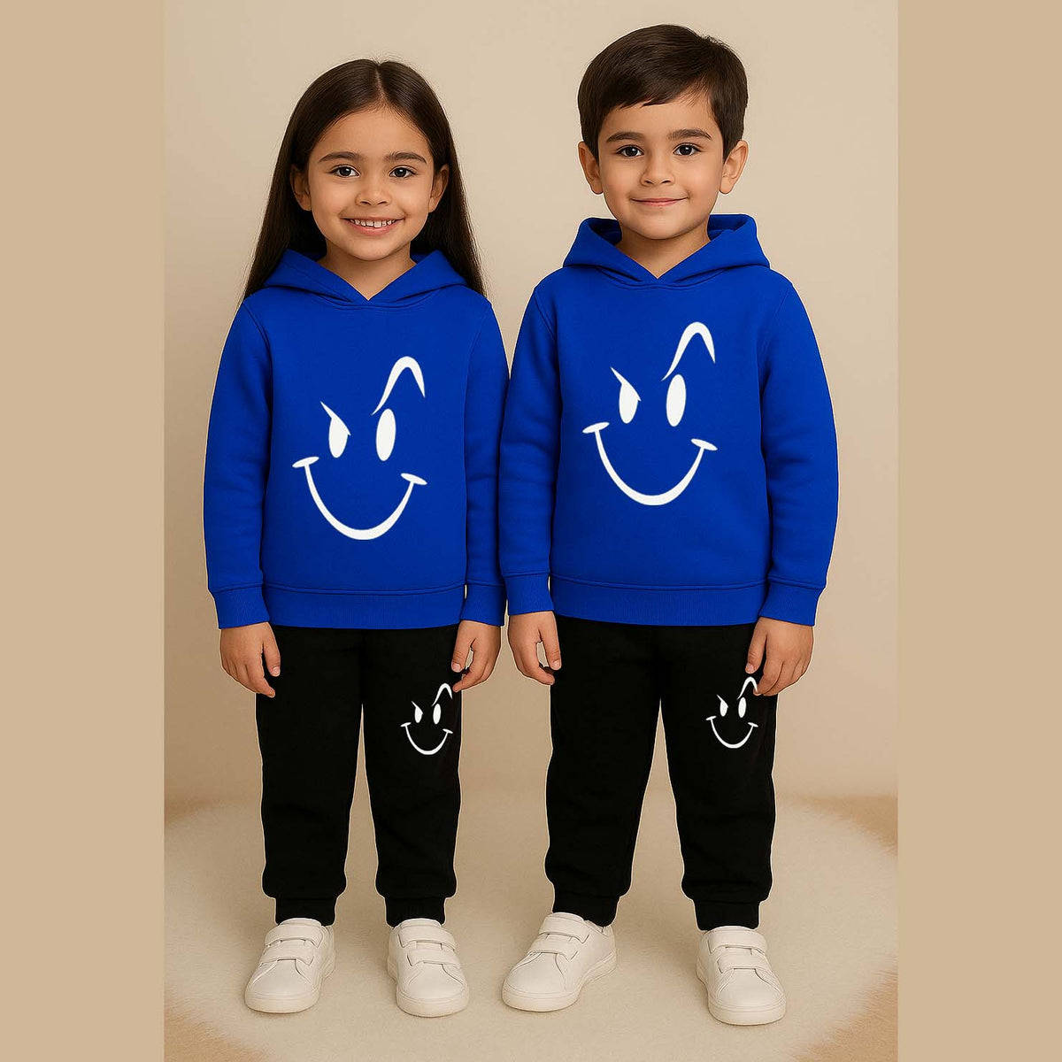 Naughty-Smile Kids Printed Contrast Hoodie Style 2-Pcs Winter Tracksuit.