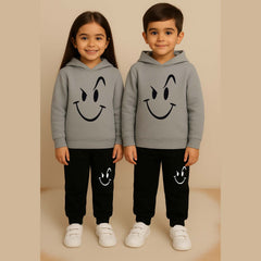 Naughty-Smile Kids Printed Contrast Hoodie Style 2-Pcs Winter Tracksuit.