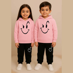 Naughty-Smile Kids Printed Contrast Hoodie Style 2-Pcs Winter Tracksuit.