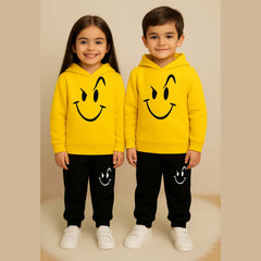 Naughty-Smile Kids Printed Contrast Hoodie Style 2-Pcs Winter Tracksuit.
