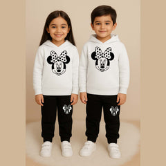 Mickey Kids Printed Contrast Hoodie Style 2-Pcs Winter Tracksuit.
