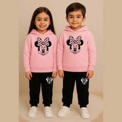 Mickey Kids Printed Contrast Hoodie Style 2-Pcs Winter Tracksuit.