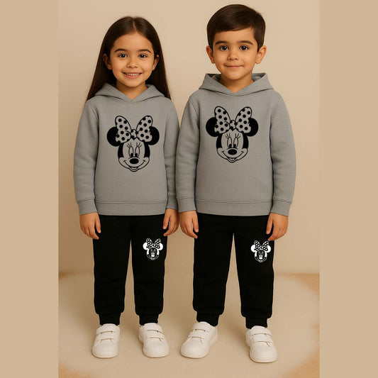 Mickey Kids Printed Contrast Hoodie Style 2-Pcs Winter Tracksuit.