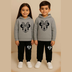 Mickey Kids Printed Contrast Hoodie Style 2-Pcs Winter Tracksuit.
