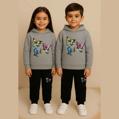 Multi-B.Fly Kids Printed Contrast Hoodie Style 2-Pcs Winter Tracksuit.