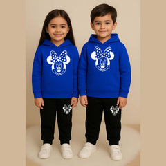 Mickey Kids Printed Contrast Hoodie Style 2-Pcs Winter Tracksuit.