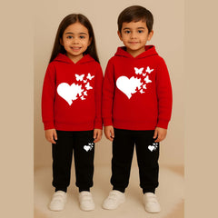 Heart-B.Fly Kids Printed Contrast Hoodie Style 2-Pcs Winter Tracksuit.