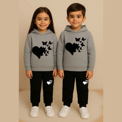 Heart-B.Fly Kids Printed Contrast Hoodie Style 2-Pcs Winter Tracksuit.