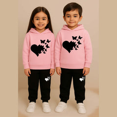 Heart-B.Fly Kids Printed Contrast Hoodie Style 2-Pcs Winter Tracksuit.