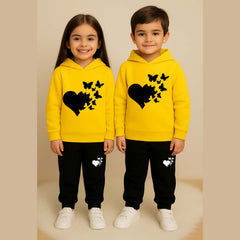 Heart-B.Fly Kids Printed Contrast Hoodie Style 2-Pcs Winter Tracksuit.