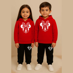 Mickey Kids Printed Contrast Hoodie Style 2-Pcs Winter Tracksuit.