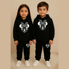 Mickey Kids Printed Contrast Hoodie Style 2-Pcs Winter Tracksuit.