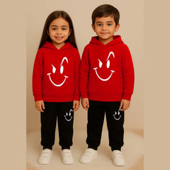 Naughty-Smile Kids Printed Contrast Hoodie Style 2-Pcs Winter Tracksuit.