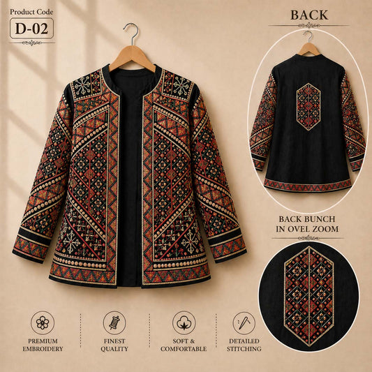 Zeniya Fully-Embroidery Open Style Short Koti.