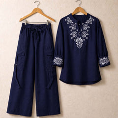 Cotton Embroidered Western Shirt & Cargo Style 2-Pcs Stiched Co-Ord Set. KML-05