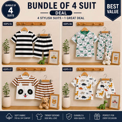 Bundle Of 4 Kids Funky Printed 2-Pcs Summer Suit. KSPS-01-06-11-17