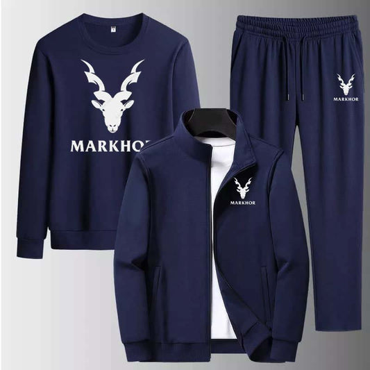 Markhor Jacket Style 3-Pcs Winter Track-suit.