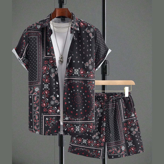 All-Over Vintage 3D Printed Premium Quality Dry-Fit 2-Pcs Summer Suit. MS3D-16