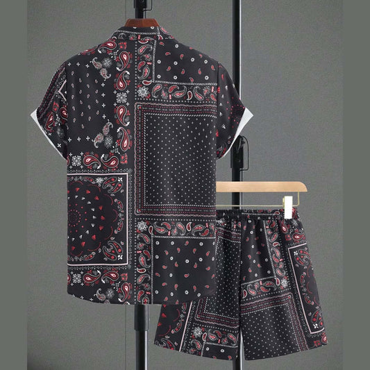 All-Over Vintage 3D Printed Premium Quality Dry-Fit 2-Pcs Summer Suit. MS3D-16