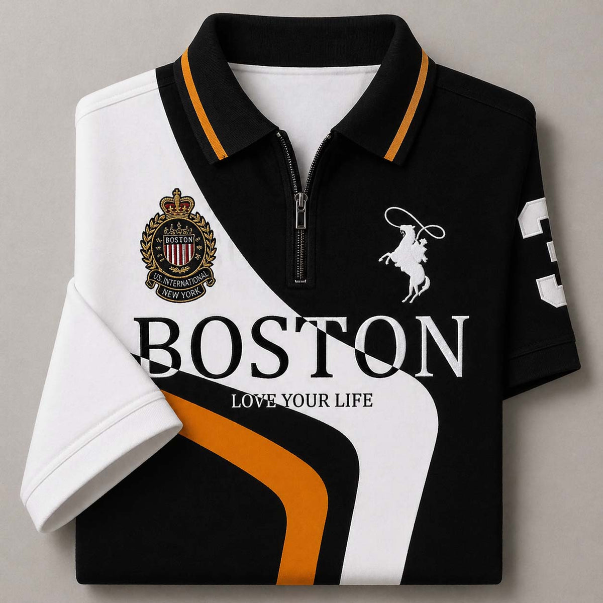 Dry-Fit 3D Stripe Printed Style Half-Sleeve Polo Summer Tshirt. MS3DP-20 V2