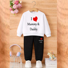 I Love D+M Kids Sweat Style 2-Pcs Winter Tracksuit. KWTS-02