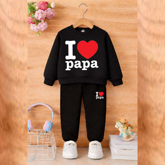 I Love PAPA Kids Sweat Style 2-Pcs Winter Tracksuit. KWTS-02