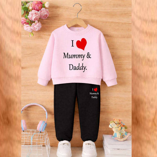 I Love D+M Kids Sweat Style 2-Pcs Winter Tracksuit. KWTS-02
