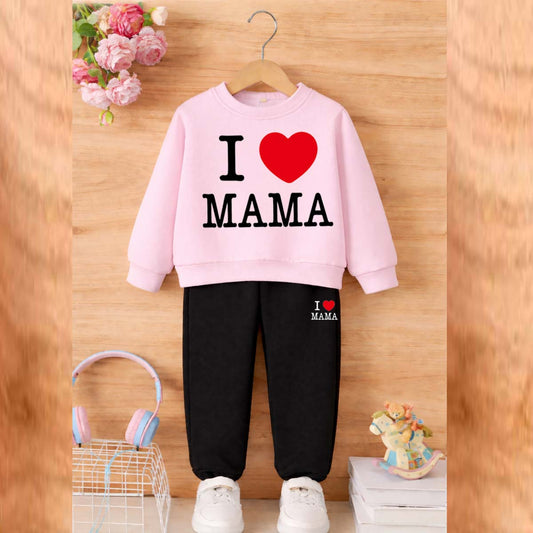 I Love MAMA Kids Sweat Style 2-Pcs Winter Tracksuit. KWTS-02