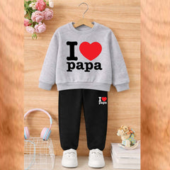 I Love PAPA Kids Sweat Style 2-Pcs Winter Tracksuit. KWTS-02