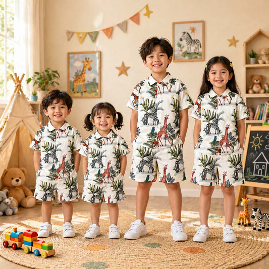 Giraffe Style All-Over 3D Printed 2-Pcs Summer Suit For Kids. D-9