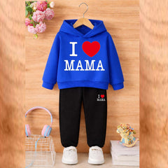 I Love MAMA Kids Hoodie Style 2-Pcs Winter Tracksuit. KWTS-01
