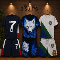 Different Shorts Style Bundle Of 3 Casual Wear 2-Pcs Summer Suit. Deal-08 (Clearance-Sale)