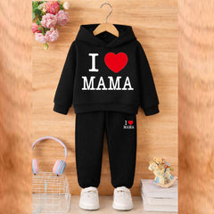 I Love MAMA Kids Hoodie Style 2-Pcs Winter Tracksuit. KWTS-01